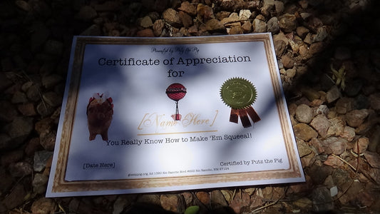 Putz the Pig Certificate